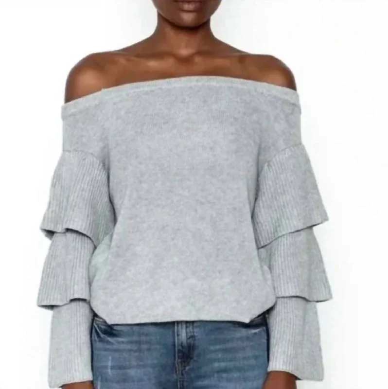 Off The Shoulder Sweater In Grey