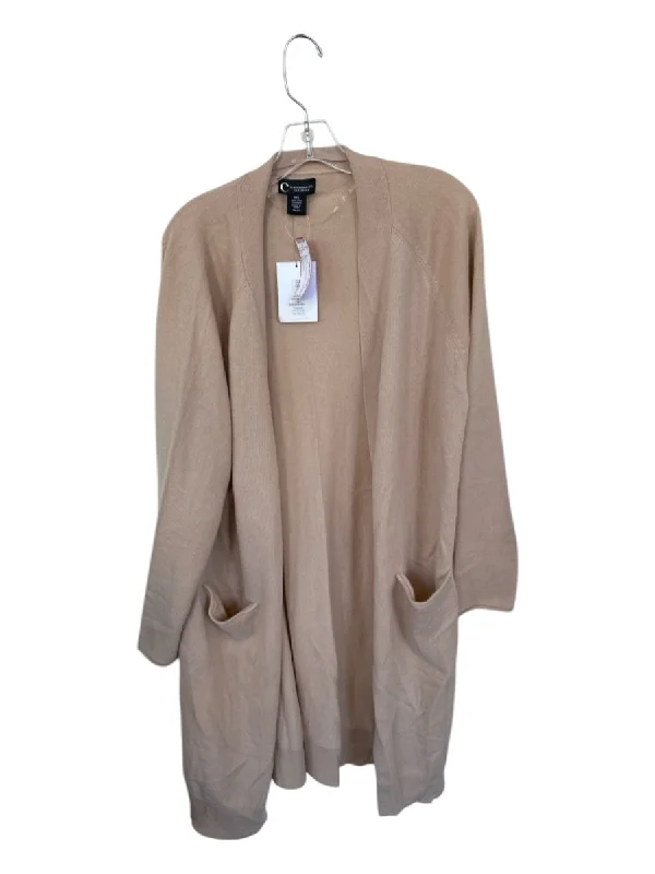 Bloomingdale's Size XXL Tan Cashmere Open Front Long Sweater