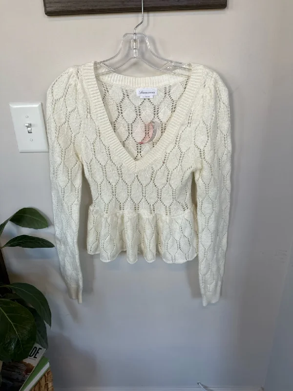 Lovers + Friends Size XS Cream Cotton Blend Long Sleeve Knit Sweater