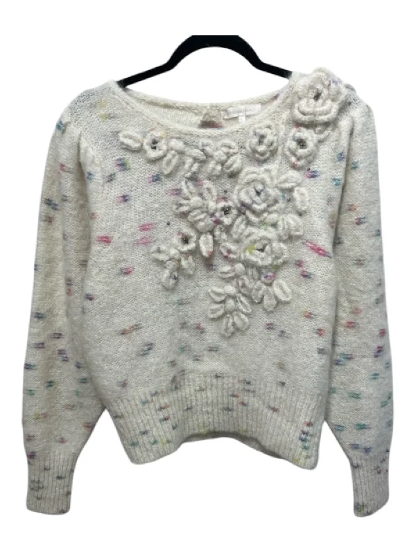 Love Shack Fancy Size L Cream & Multi Alpaca, Mohair, Wool, Polyamide Sweater