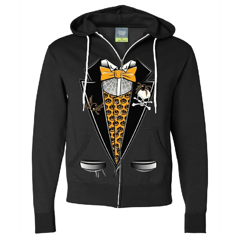 Scary Halloween Tuxedo Zip-Up Hoodie