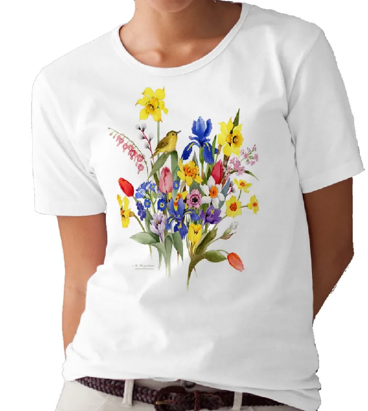 Spring Flowers and Birds T-shirt/tee by Valerie Pfeiffer