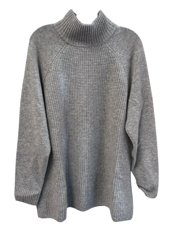 Soft by Naadam Size 1X Dove Gray Cashmere Mock Turtleneck Textured Sweater