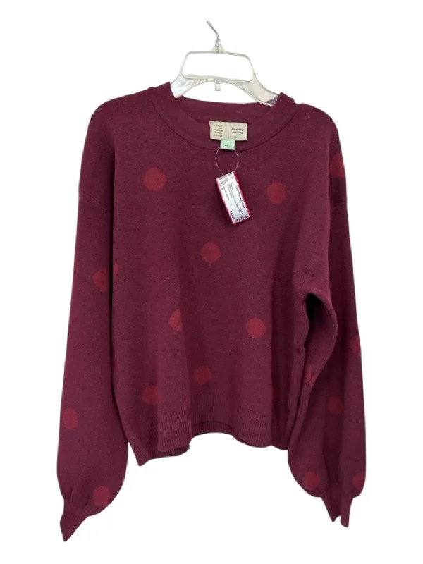 Saturday Sunday Size S Maroon Polyester Long Balloon Sleeve Polka Dot Sweater