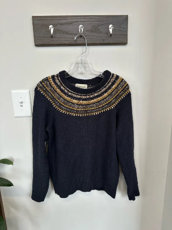 The Reeds Size M Navy & Yellow Cotton Knit Metallic Sweater