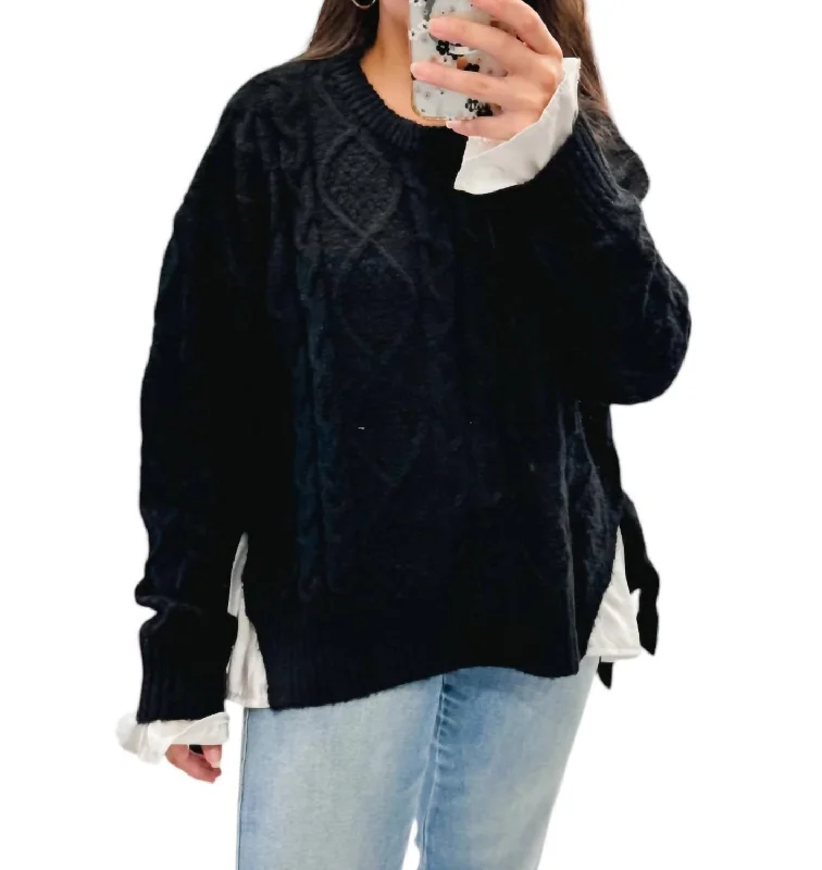 Mixing It Up Cable Knit Sweater In Black