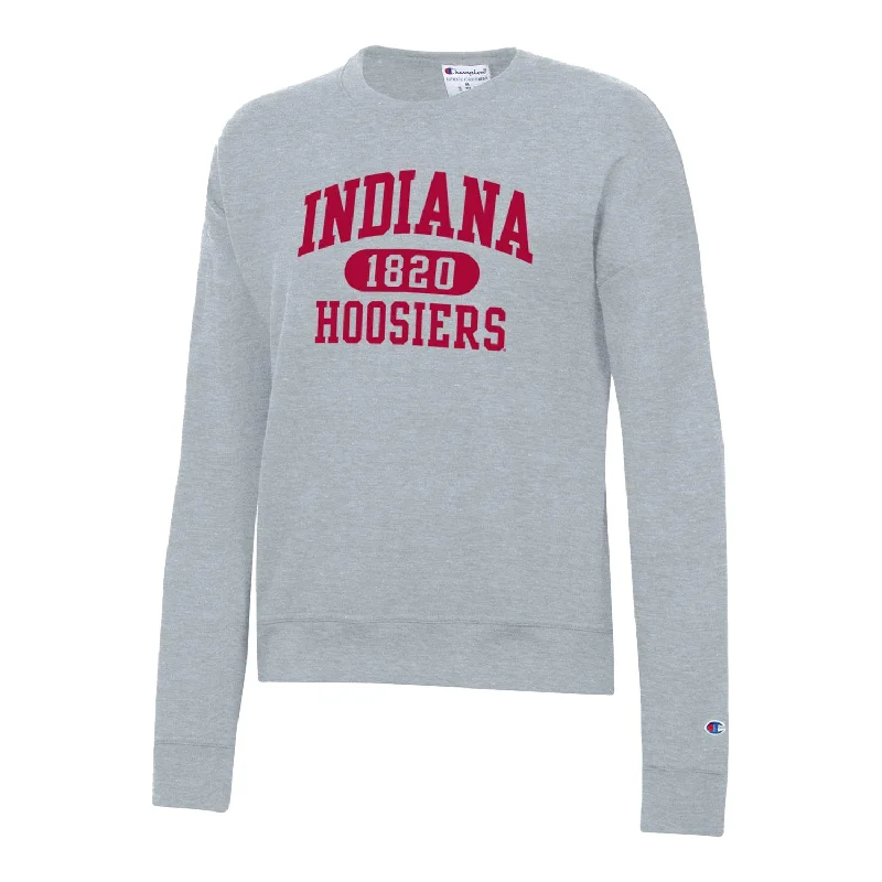 Ladies Indiana Hoosiers Powerblend® Wordmark Grey Crew Sweatshirt