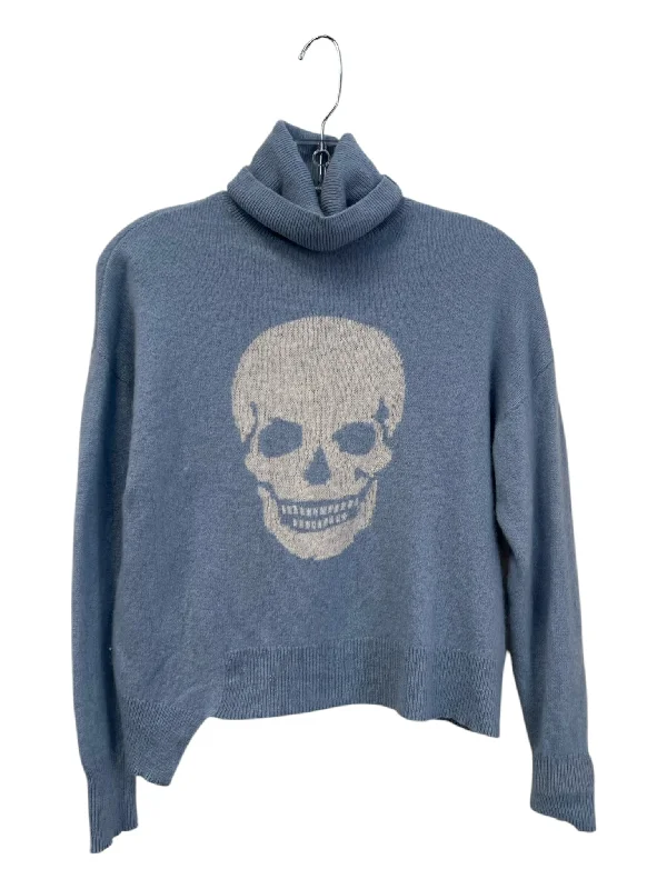 Skull Cashmere Size XS Light blue & white Cashmere Turtle Neck Crop Sweater