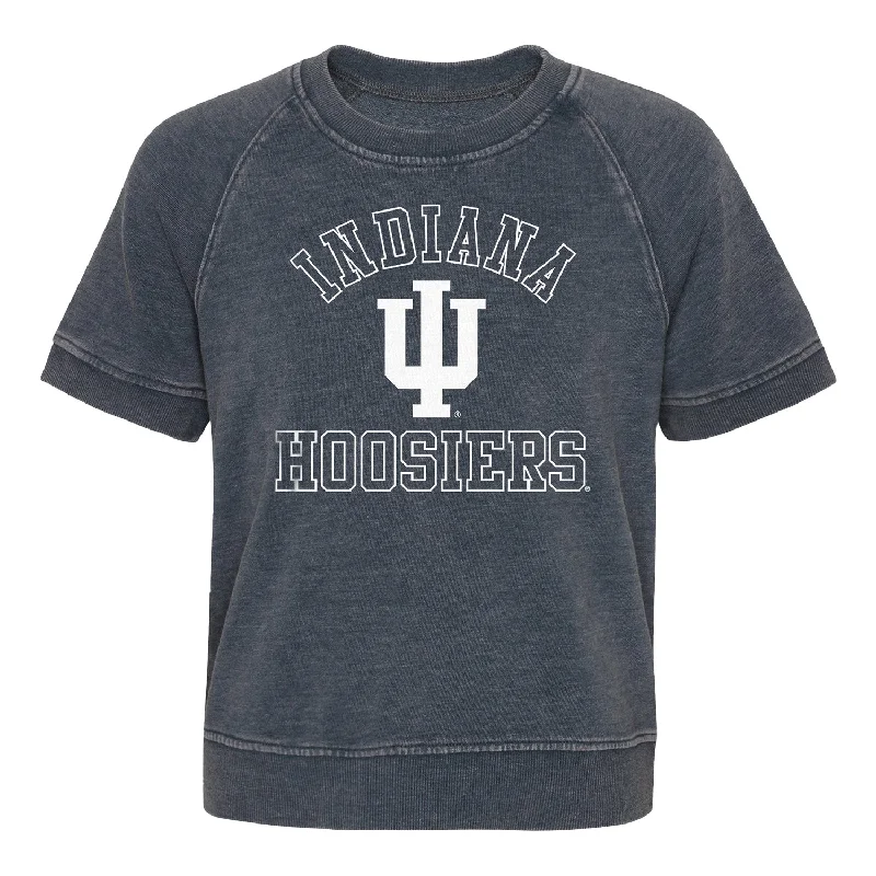 Girls Indiana Hoosiers Cheer Squad Crewneck Short Sleeve Grey Sweatshirt