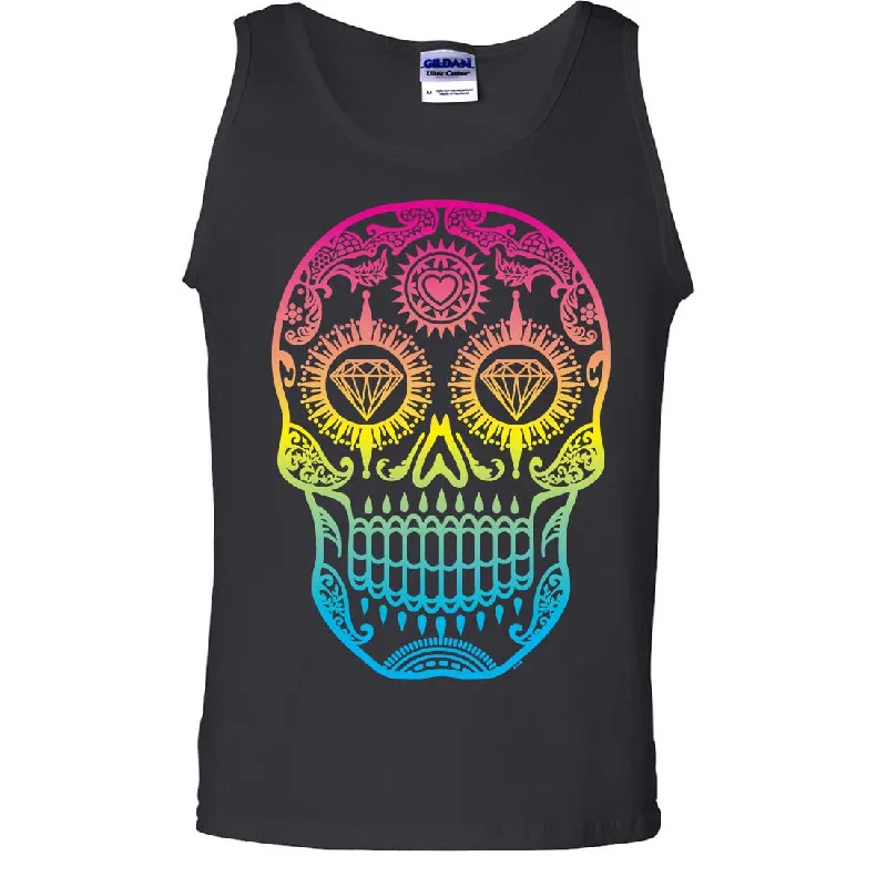 Neon Diamond Eyes Smiling Sugar Skull Asst Colors Tank Top