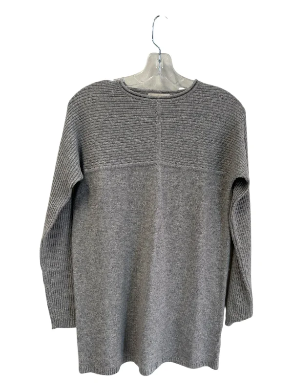 Tory Burch Size L Light Gray Cashmere Ribbed Long Sleeve Round Neck Sweater