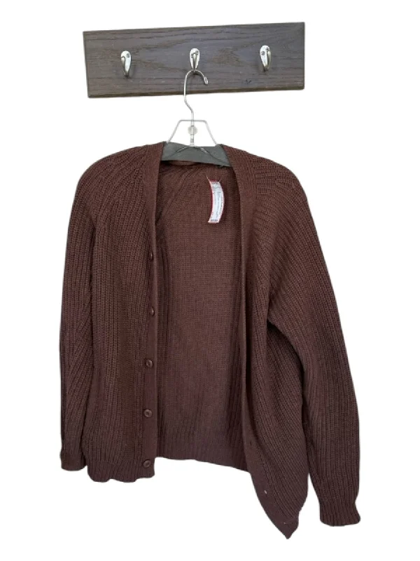 American Apparel Size S Brown Cotton Knit Buttons Sweater