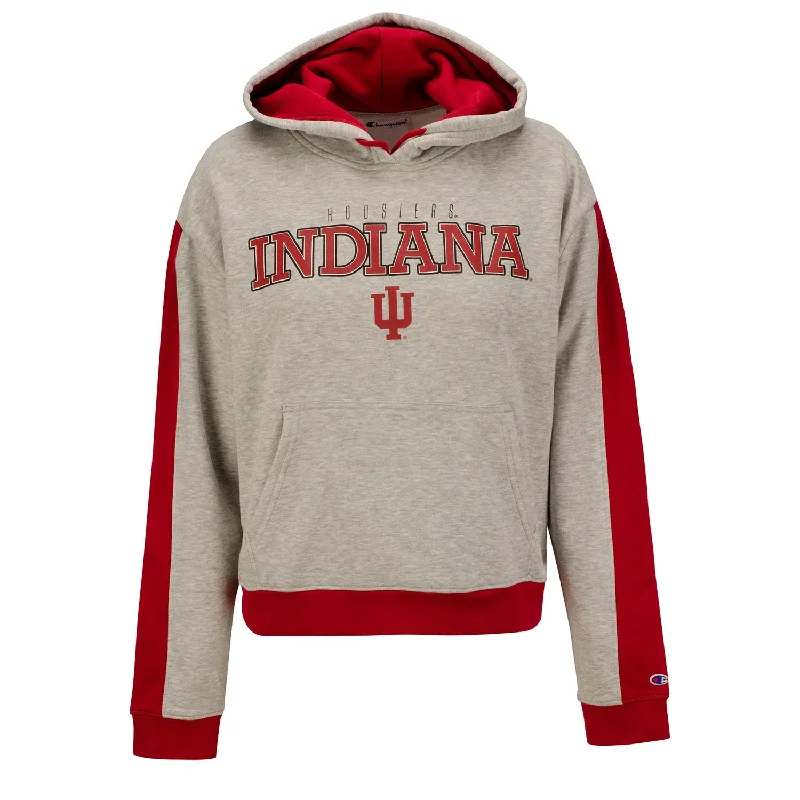 Ladies Indiana Hoosiers Stripe Sleeve Hood