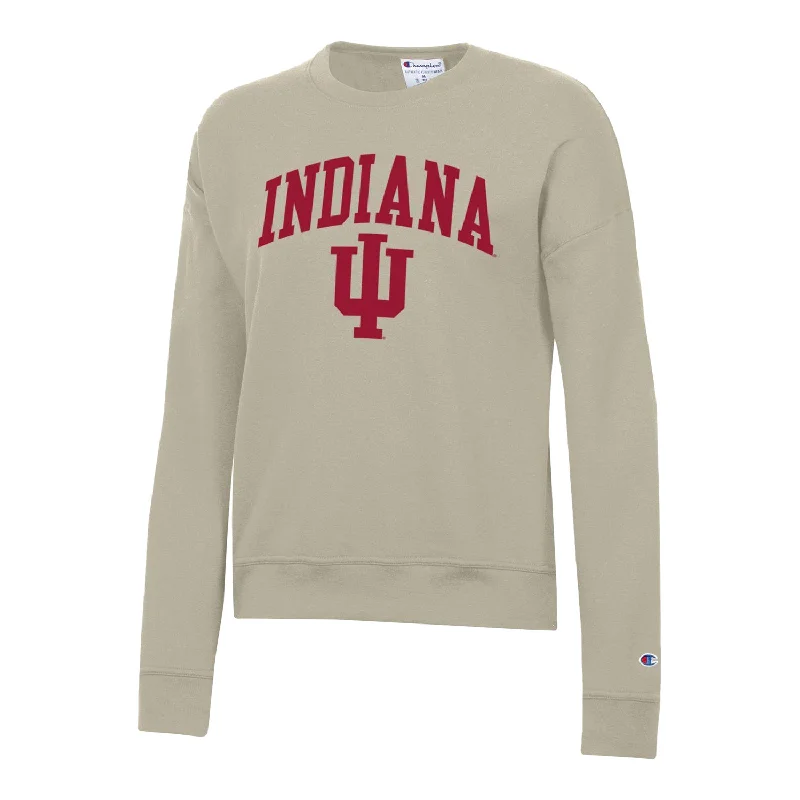 Ladies Indiana Hoosiers  Powerblend® Wordmark Cocoa Butter Crew Sweatshirt