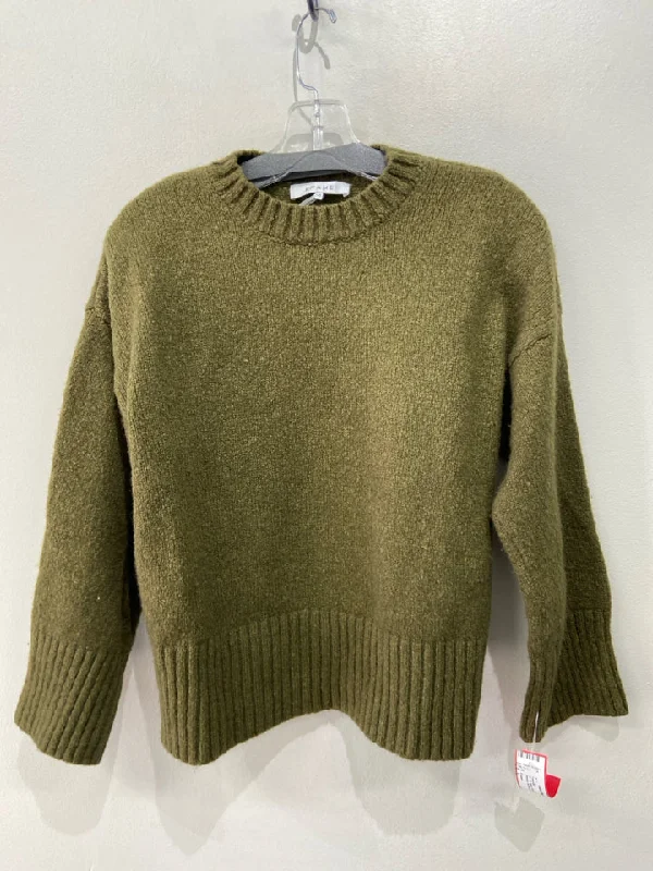 Frame Size L Olive Wool Blend Knit Long Sleeve Sweater