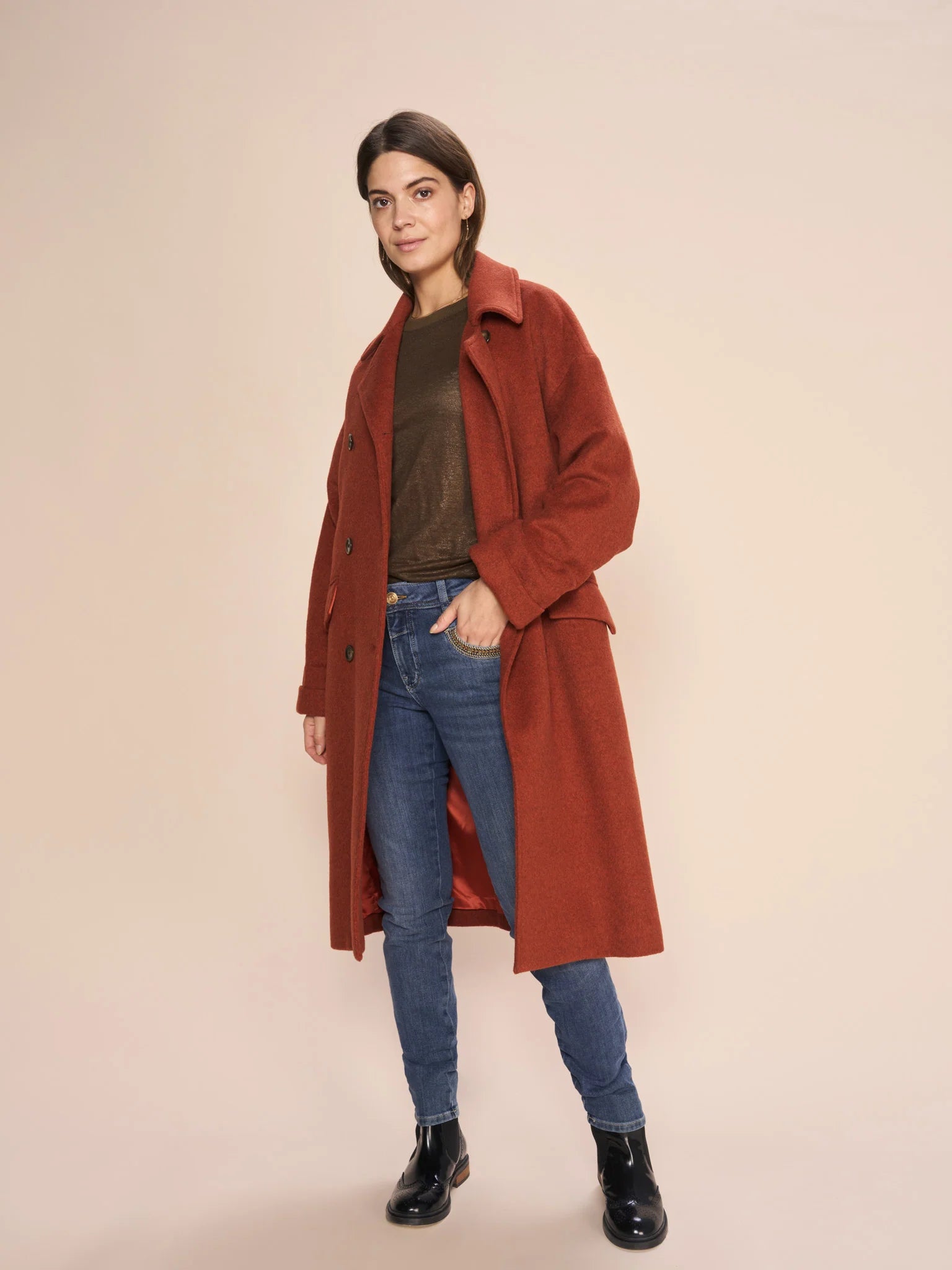 Mos Mosh Burnt Ochre Venice Wool Coat