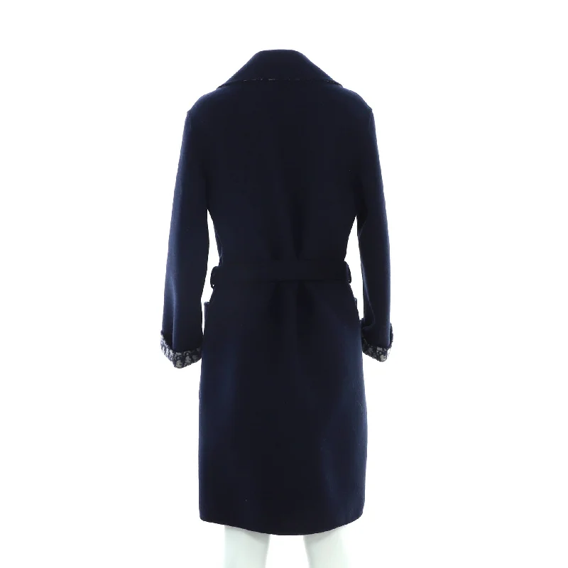 Women's Double-Sided Belted Long Coat Oblique Wool