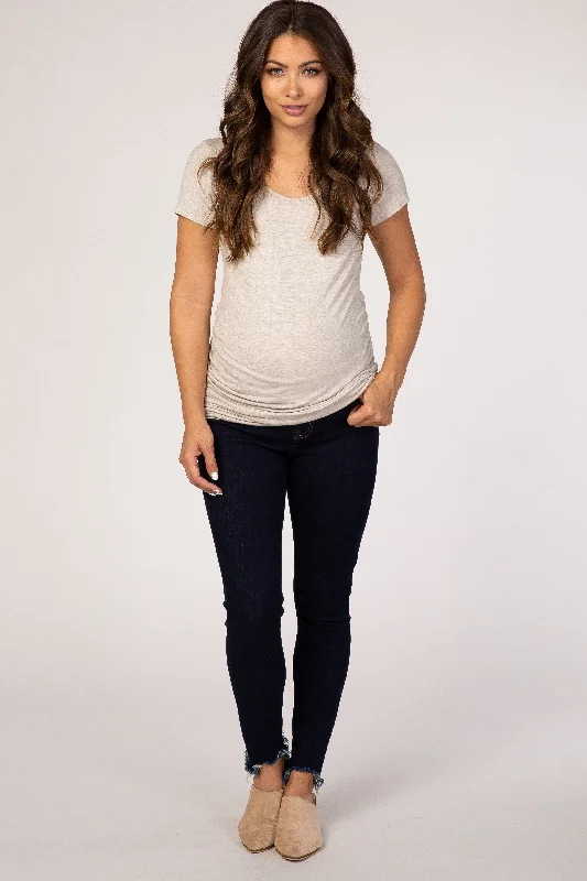 PinkBlush Navy Blue Distressed Hem Maternity Jean