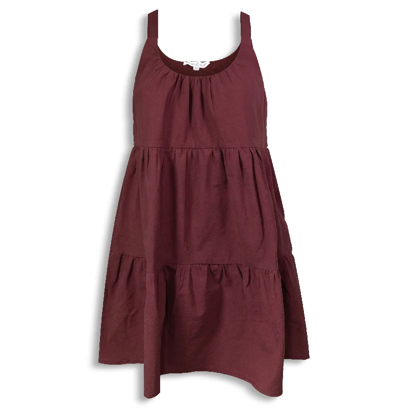 Three Tiered Maroon Tank Dress