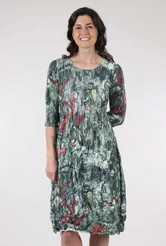 3/4-Sleeve Smash Pocket Dress, Forest Delta