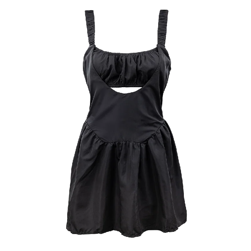 Black Ruched Tank Romper