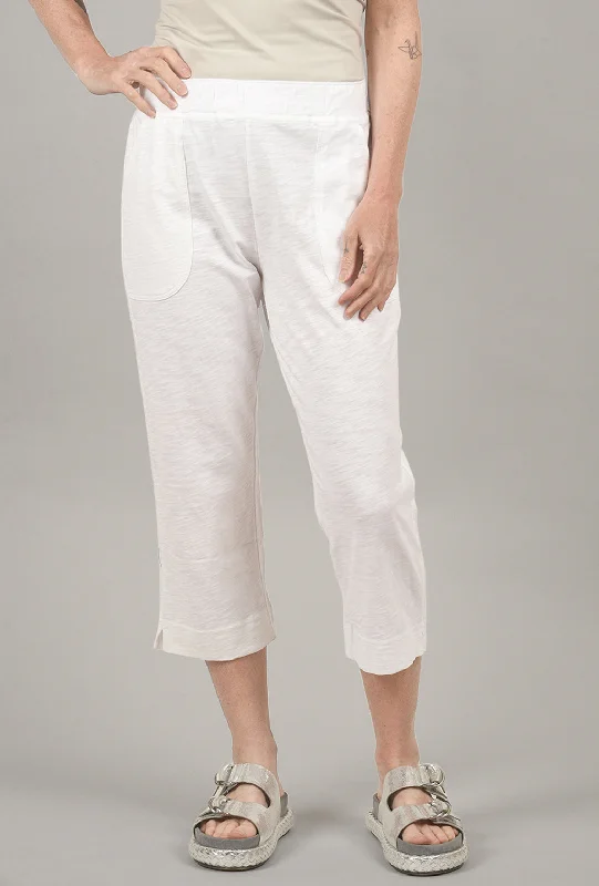 Cotton Slub Pocket Capri, White