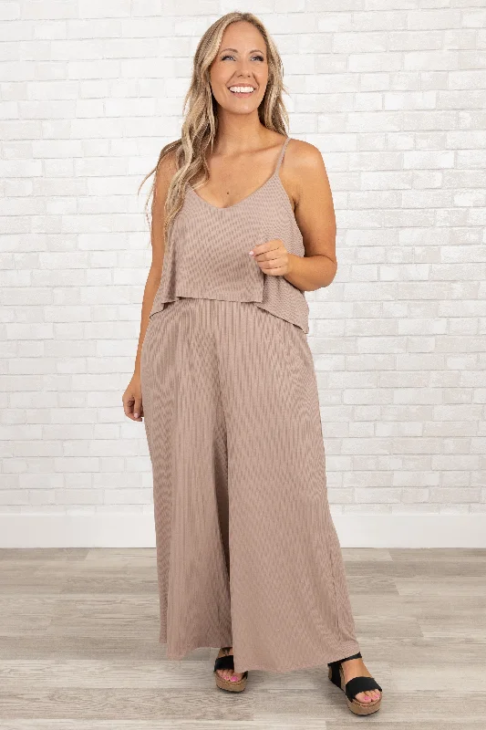 Finding My Peace Jumpsuit, Ash Mocha