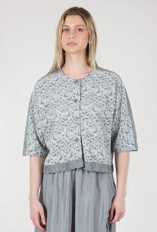 Dimensional Scroll Blouse, Silver Sage