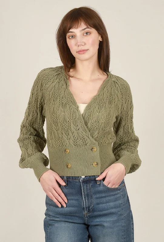 Bubble Sleeve Cardie, Dusty Olive