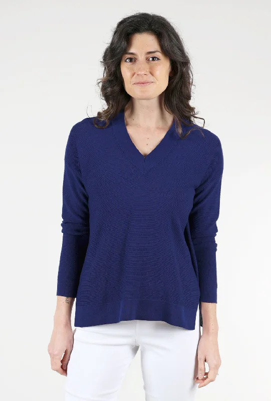 Mini Ottoman V Neck, Royal Blue