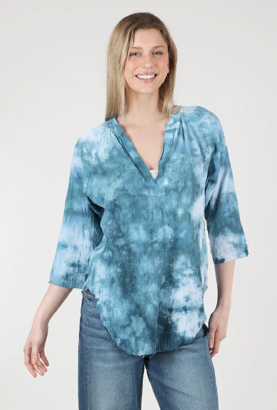 Hand-Dyed Gauze Blouse, Black Cove