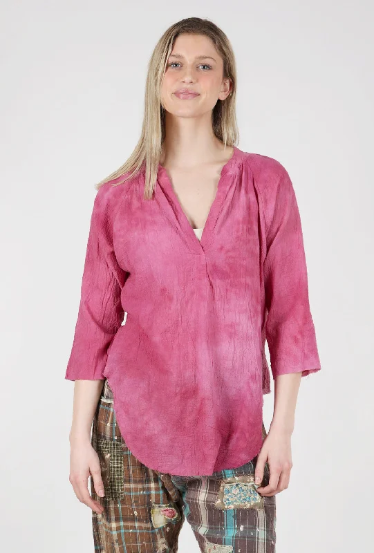 Hand-Dyed Gauze Blouse, Raisin Wash