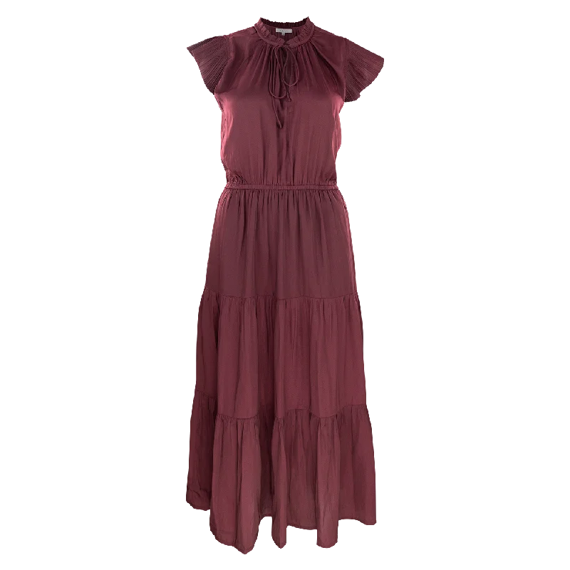 Maroon Tie Neck Long Dress