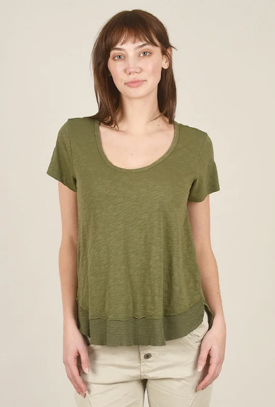 S/S Scoop Neck Tee, Moss