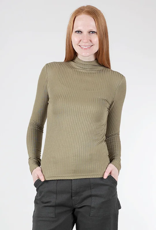 Ribbed Mock Neck, Olive