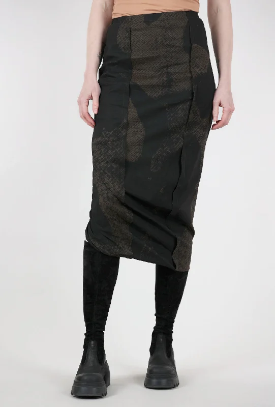 Watermark Slim Skirt, Kaffee Print