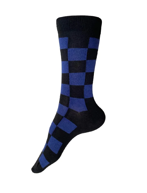 Katsura Check Crew Socks, Midnight/Black