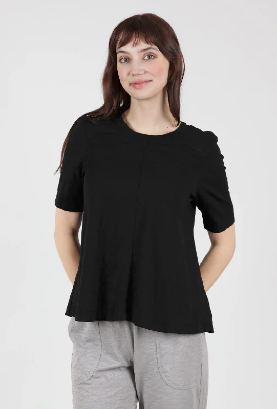 Elbow Sleeve Trapeze Tee, Black