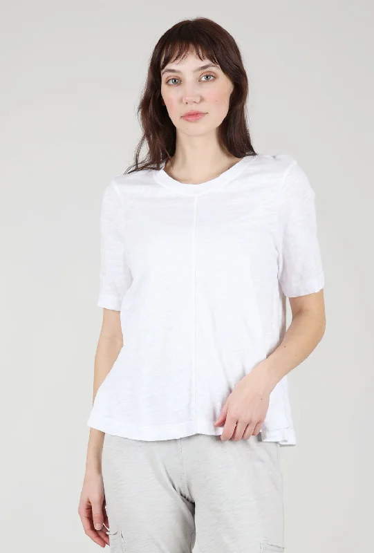 Elbow Sleeve Trapeze Tee, White