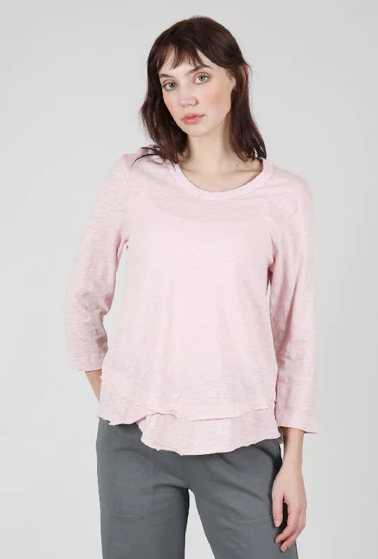 Shrunken Crew 3/4 Mock-Layer Tee, Pinky