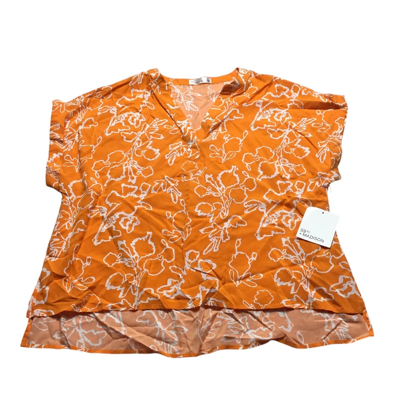 Top Short Sleeve By 89th And Madison In Orange & White, Size: L