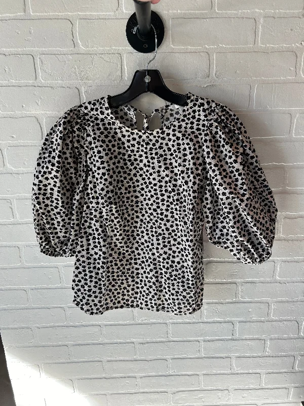 Top Short Sleeve By H&m In Black & Cream, Size: S