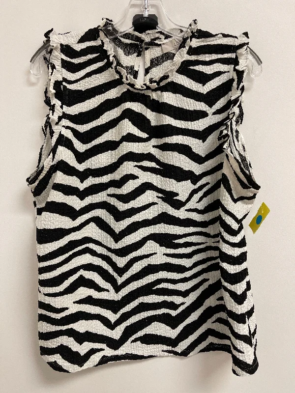 Top Short Sleeve By Loft In Black & White, Size: Xl