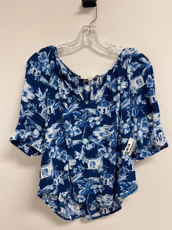 Top Short Sleeve By Loft In Blue, Size: L