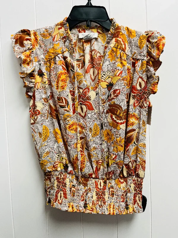 Top Short Sleeve By Rachel Zoe In Brown & Orange, Size: S