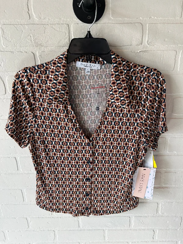 Top Short Sleeve By Sweet Rain In Tan, Size: L