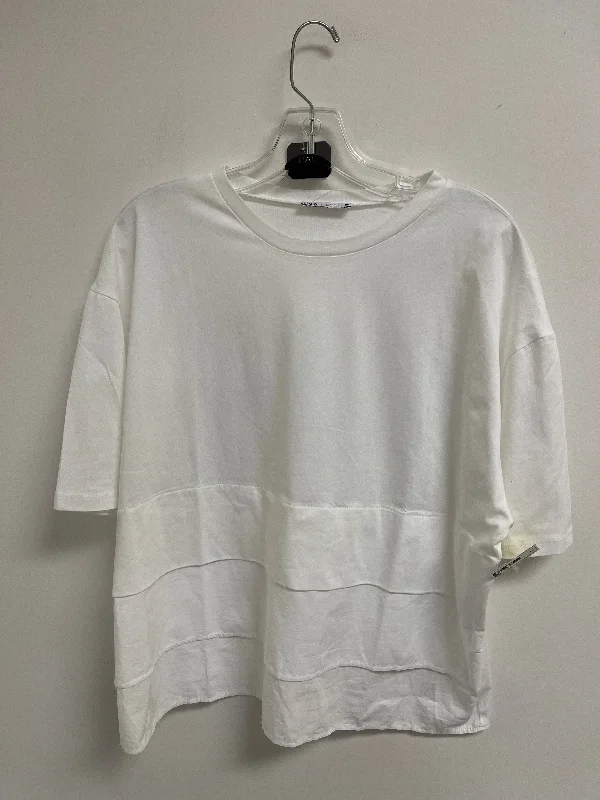 Top Short Sleeve By Zara In White, Size: L