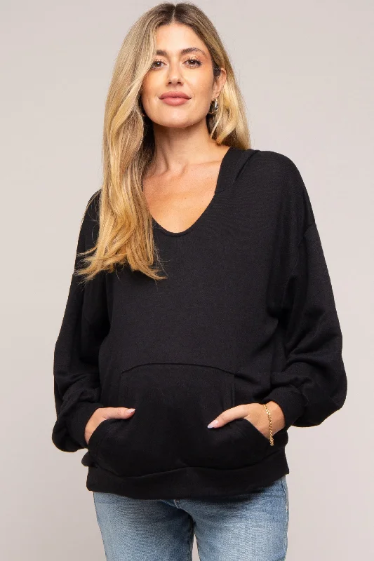 Black Front Pocket Maternity Hoodie