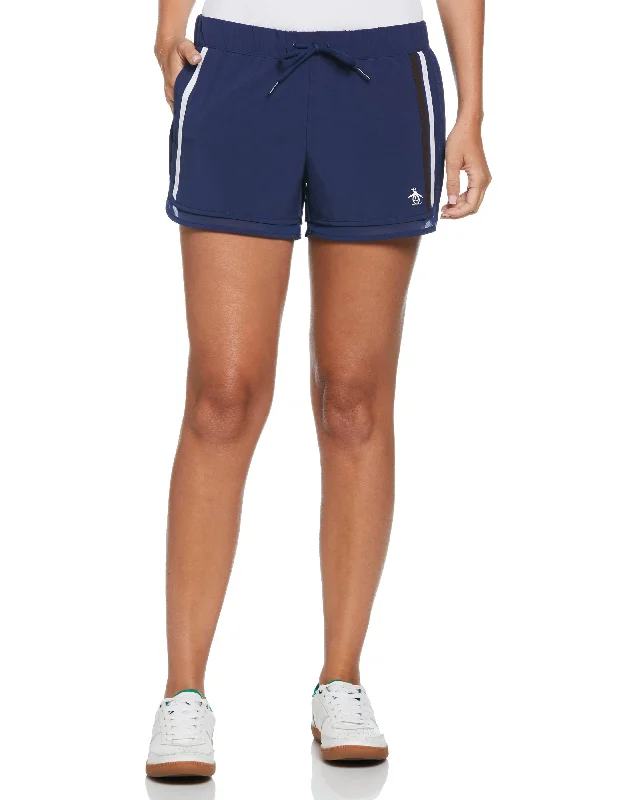 Women's Mesh Hem Contrast Stripe Tennis Shorts