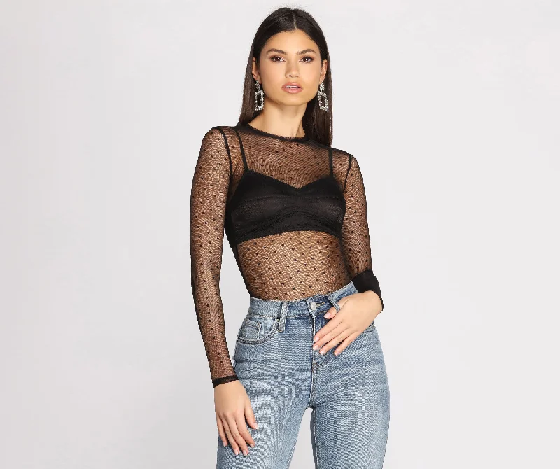 Polka Dot Darling Mesh Top